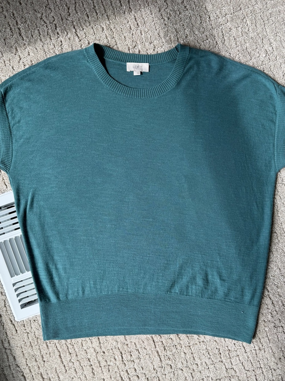 LOFT Teal Crew Neck Short-Sleeve Sweater - Picture 4 of 7
